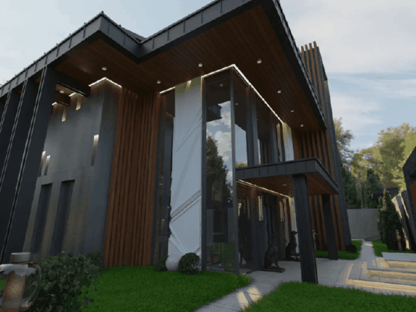 kahverengi büyük ve modern villa