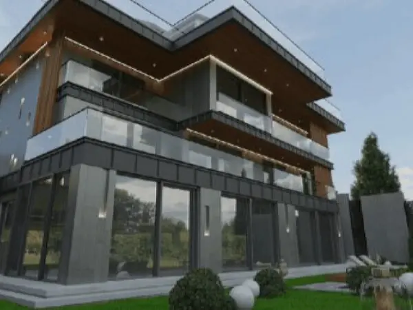 Kahverengi ve Gri Tonlarında Bir Villa